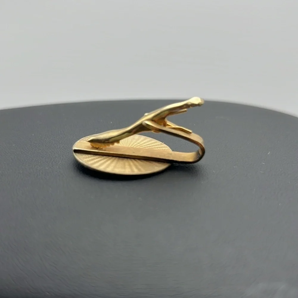 Goldtone vintage warrior knight sword shield protector statement tie button clip